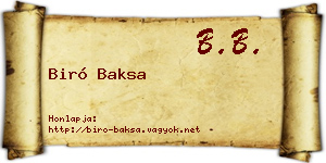 Biró Baksa névjegykártya